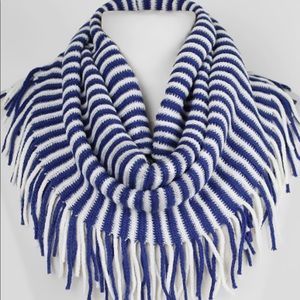 Game Day Infinity Fringe Scarf. White/Blue